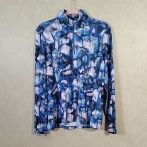 2/$10 04122 Orvis blue & pink Sun Defense L/S mock neck quarter zip top M